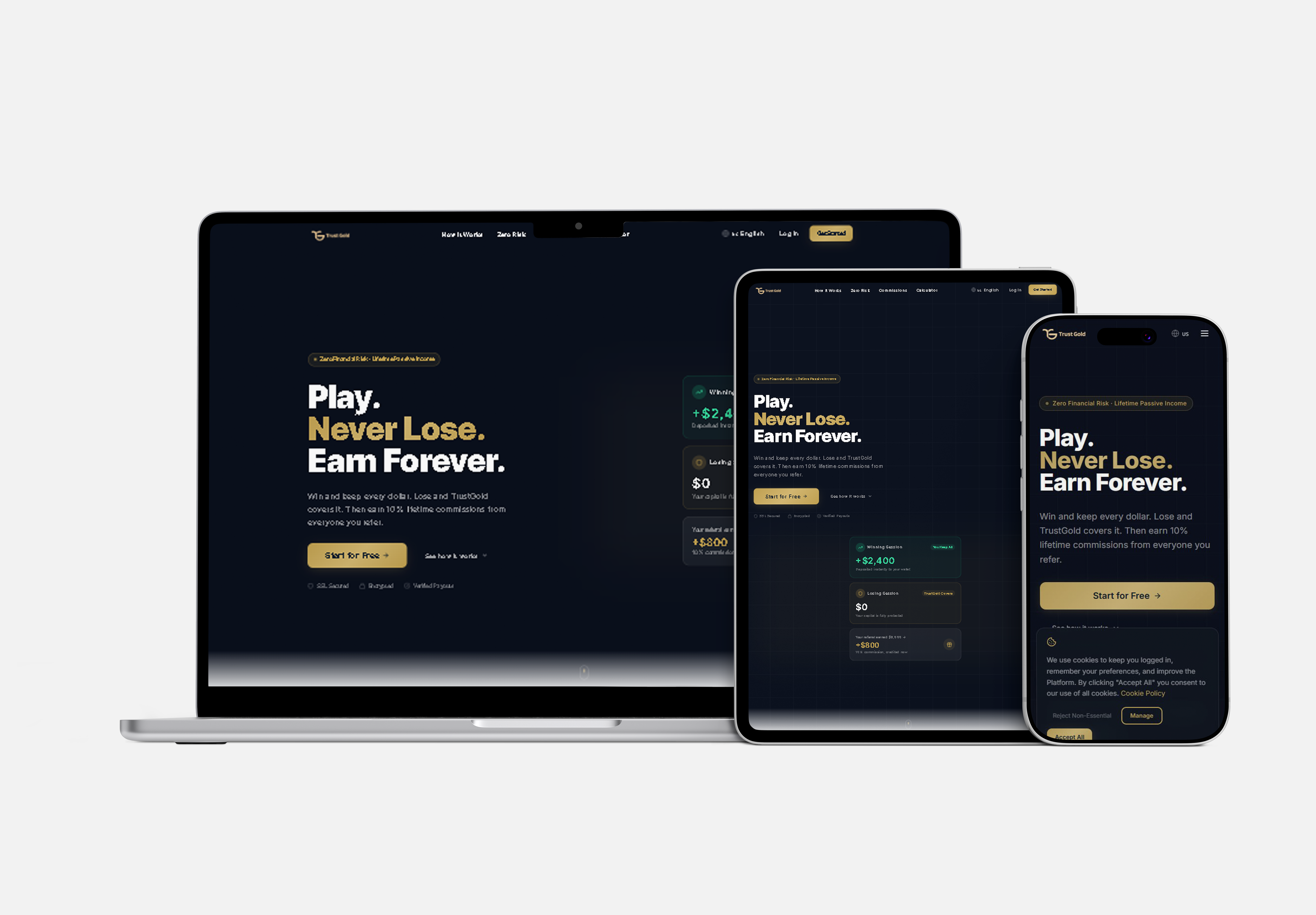 TrustGold | Modern FinTech Landing Page & Investment Platform UI